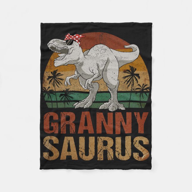 Cobertor De Velo Grannysaurus T Rex Dinossaur Avó Saurus Retro Mo (Frente)