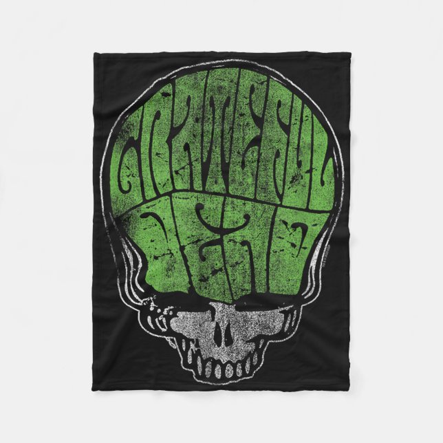 Cobertor De Velo Grateful Dead Psychedelic Green Stealie Skull Vint (Frente)