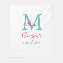Cobertor De Velo Grava o nome do formando monograma verde rosa azul