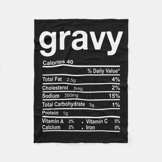 Cobertor De Velo Gravy Nutrition Facts Funny Thanksgiving Christmas (Frente)