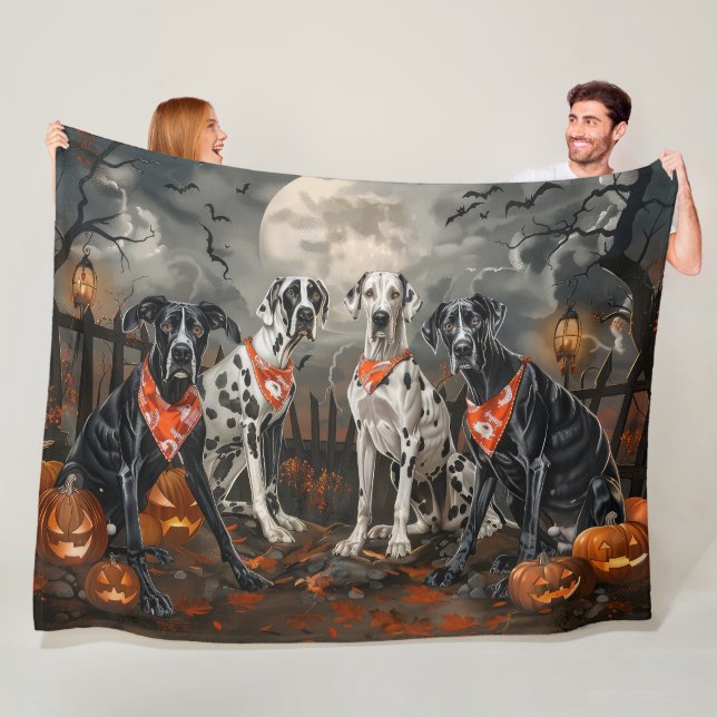 Cobertor De Velo Great Dane Halloween Assustador (In Situ)