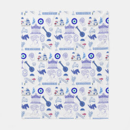 Cobertor De Velo Grécia Azul e Branco