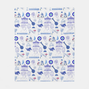 Cobertor De Velo Grécia Azul e Branco