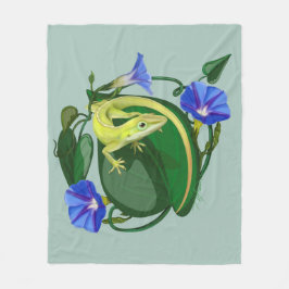 Cobertor De Velo Green Anole with Morning Glory 