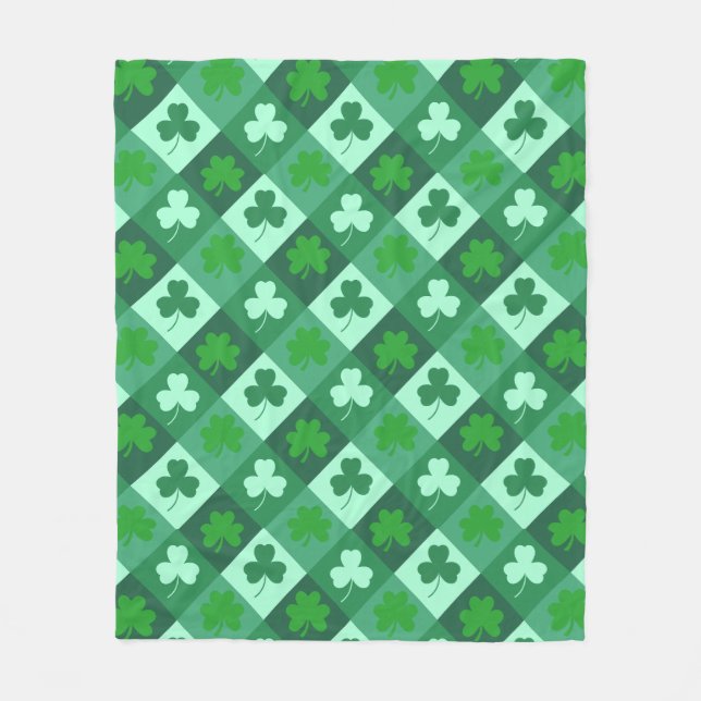 Cobertor De Velo Green clover pattern for St Patricks day (Frente)