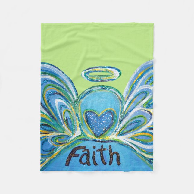 Cobertor De Velo Green Faith Guardian Angel Chemo Blanket (Frente)