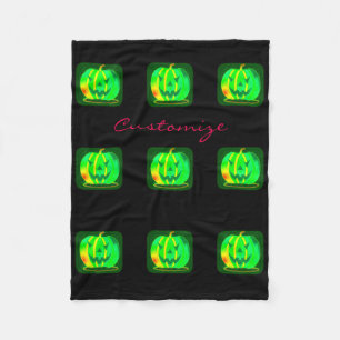 Cobertor De Velo Green Jack o'lantern Halloween Thunder_Cove