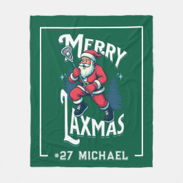 Cobertor De Velo Green Merry Laxmas Personalized Lacrosse Christmas