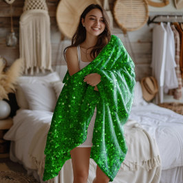Cobertor De Velo Green sparkling faux glitter pattern 