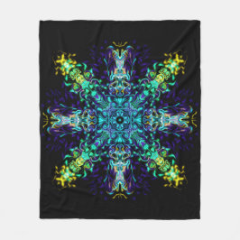 Cobertor De Velo Green Teal Psychedelic Bohemian Mandala
