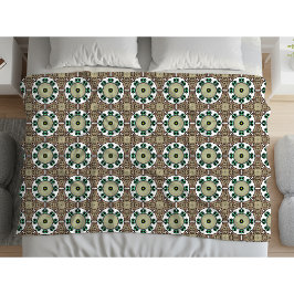 Cobertor De Velo Green, white and brown mandala