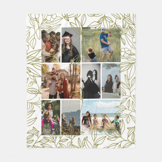 Cobertor De Velo Greenery 9 Photo Collage Personalized  (Frente)