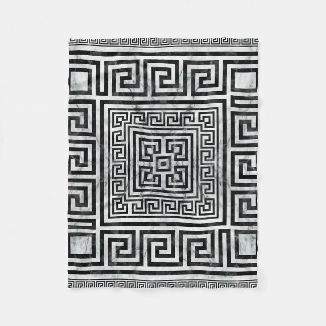 Cobertor De Velo Grego Meander - Chave Grega - Mármore Negro e Bran (Frente)
