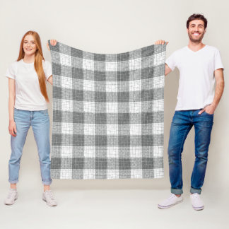 Cobertor De Velo Grey and White Checkered Crosshatch Plaid