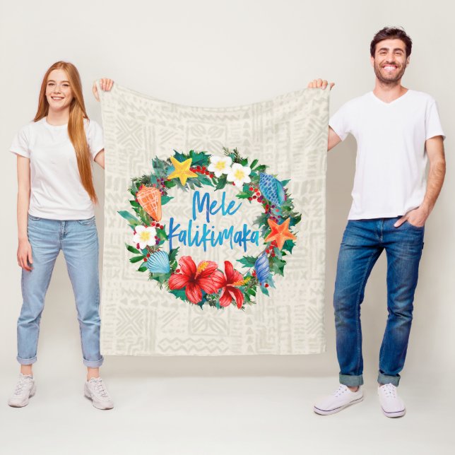 Cobertor De Velo Grinalda havaiana do Natal de Mele Kalikimaka (In Situ)