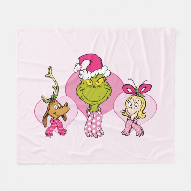 Cobertor De Velo Grinch Crew in Pink Valentine's Portrait (Frente (Horizontal))