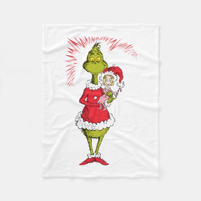 Cobertor De Velo Grinch Holds Cindy Lou Who (Frente)