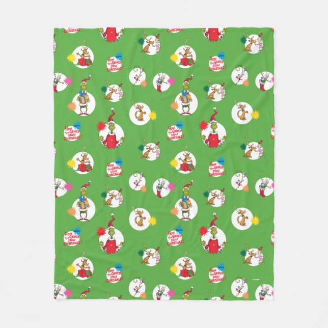 Cobertor De Velo Grinch | Padrão de Pontos de Natal (Frente)