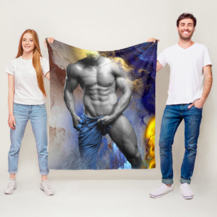 Cobertor De Velo grito do físico musculoso de homem em tons de cinz