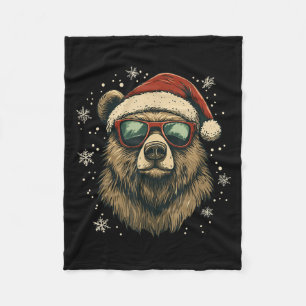 Cobertor De Velo Grizzly Bear Chapéu de Papai Noel Engraçado Amante