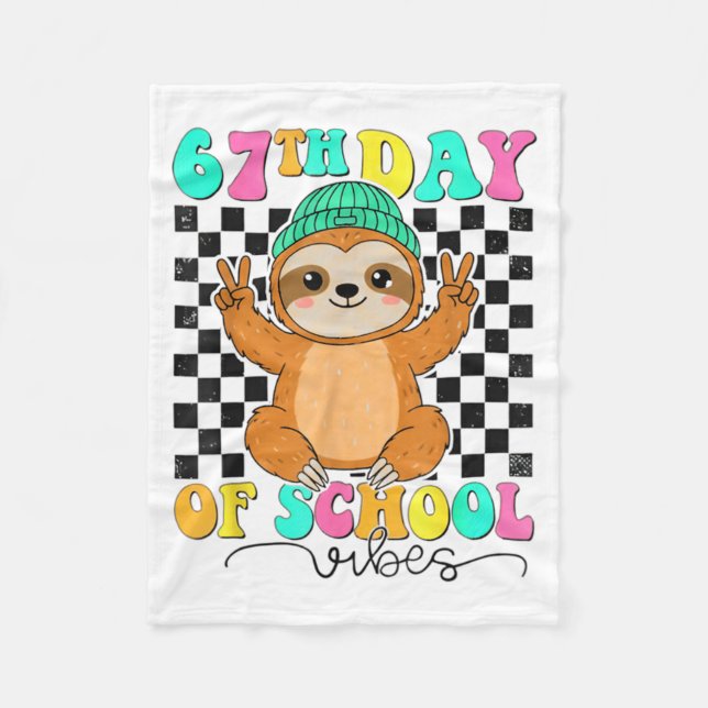 Cobertor De Velo Groovy 67 Days Of School Funny 67 Students Peace S (Frente)