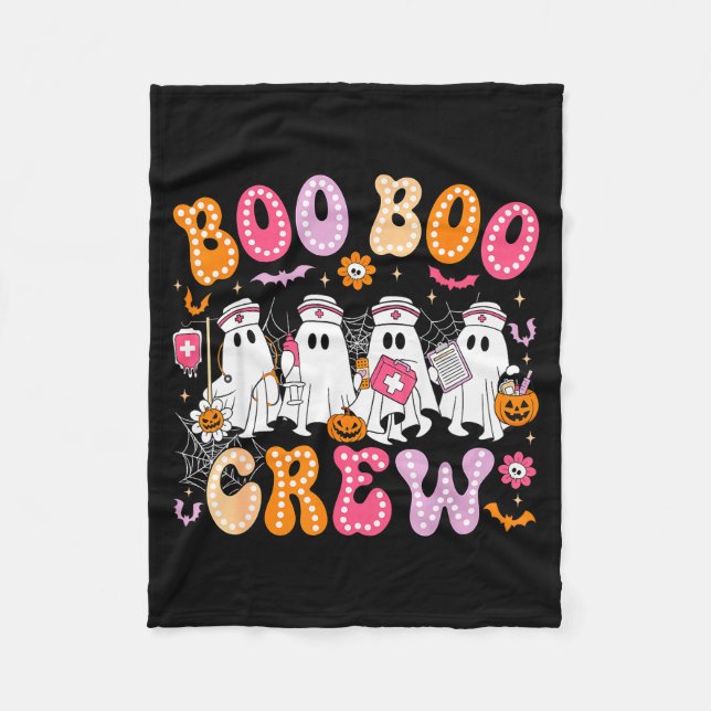 Cobertor De Velo Groovy Boo Boo Crew Nurse Funny Ghost Women Hallow (Frente)