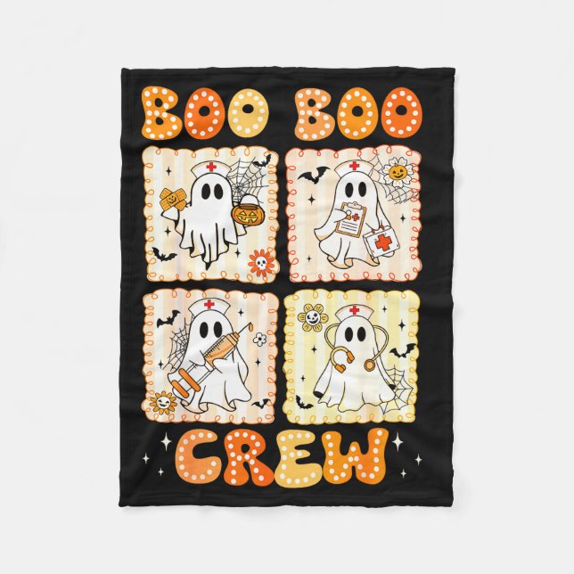 Cobertor De Velo Groovy Boo Boo Crew Nurse Funny Ghost Women Hallow (Frente)