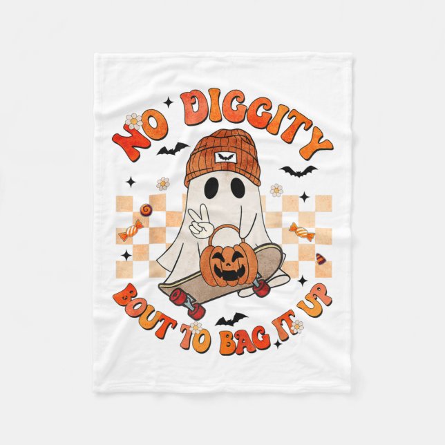Cobertor De Velo Groovy Boo Sem Diggidade Para Arrastar O Halloween (Frente)