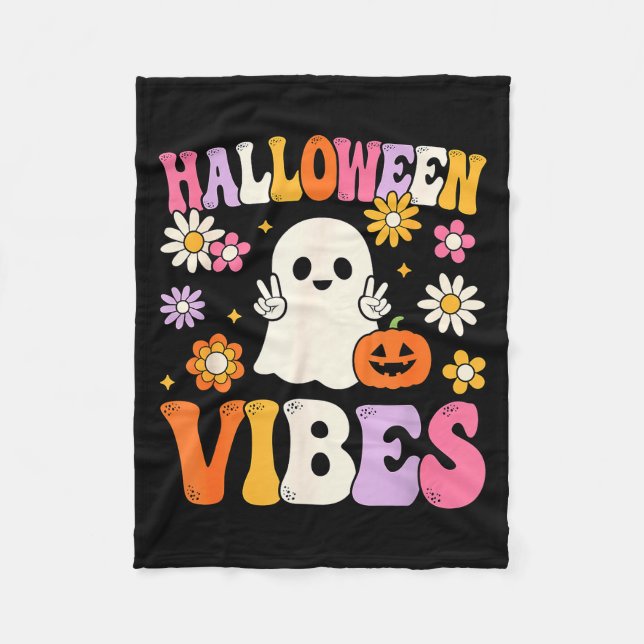 Cobertor De Velo Groovy Halloween Vibes Costume Ghost Pumpkin  (Frente)