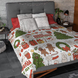 Cobertor De Velo Groovy Hippie Retro Feliz Papais noeis de Natal En