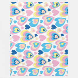 Cobertor De Velo Groovy Modern Cute Pastel Pink Blue Yellow Hearts.