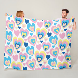 Cobertor De Velo Groovy moderno lindo corações rosa azul amarelo pa