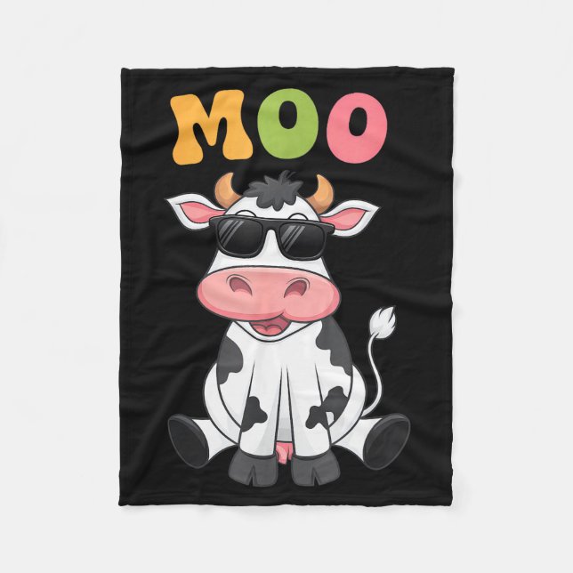Cobertor De Velo Groovy Moo Cow - Funny Farmer Cow Men Women Kids B (Frente)