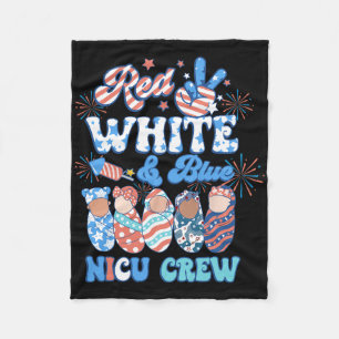 Cobertor De Velo Groovy Red White Blue Nicu Crew Nicu Enfermeira 4t