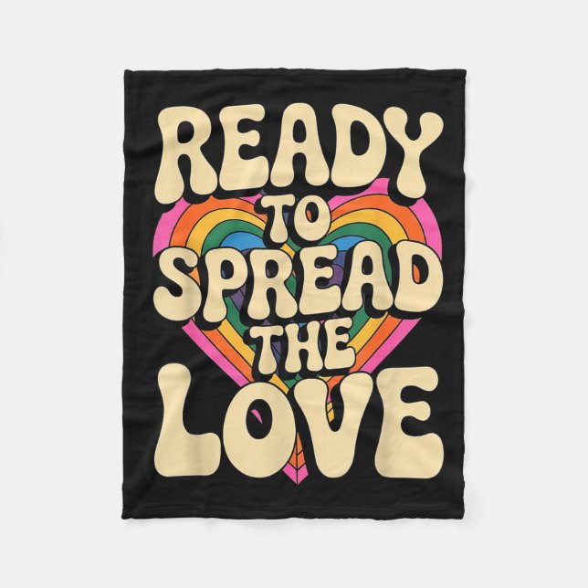 Cobertor De Velo Groovy Retro Rainbow Heart Sitive Valentine Messag (Frente)