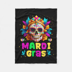 Cobertor De Velo Groovy Sugar Skull Jester Figurume Mardi Gras Men 