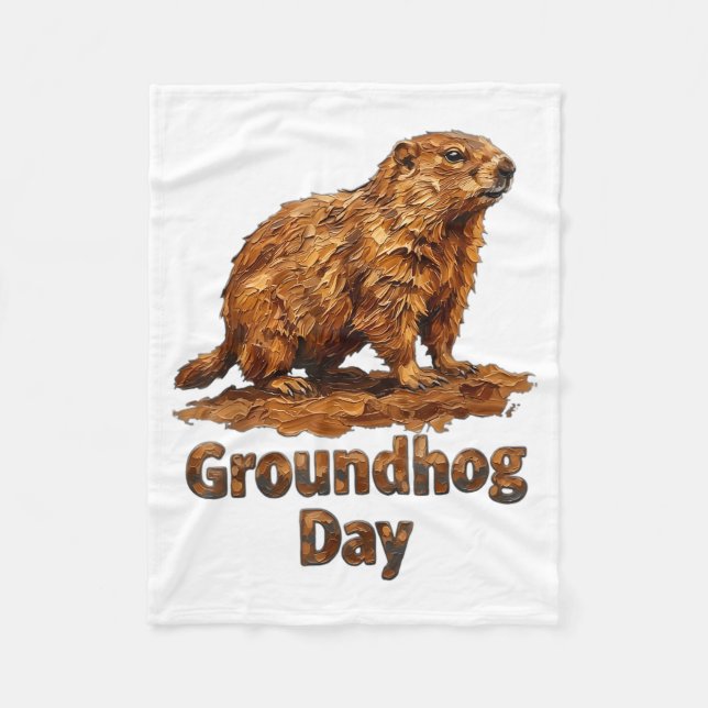 Cobertor De Velo Groundhog Brushstroke Groundhog Day Nature Design  (Frente)