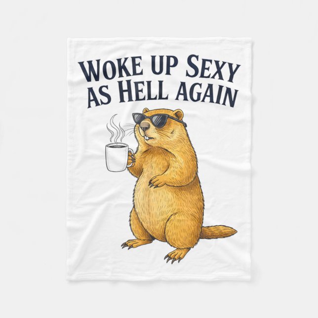 Cobertor De Velo Groundhog Woke Up Y As Hell Again Funny Coffee  (Frente)