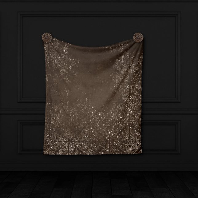 Cobertor De Velo Grunge de Bronze Glimmery | Rich Brown Glam Damask (Criador carregado)
