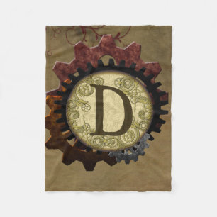 Cobertor De Velo Grunge Steampunk Gears Monograma - Letra D