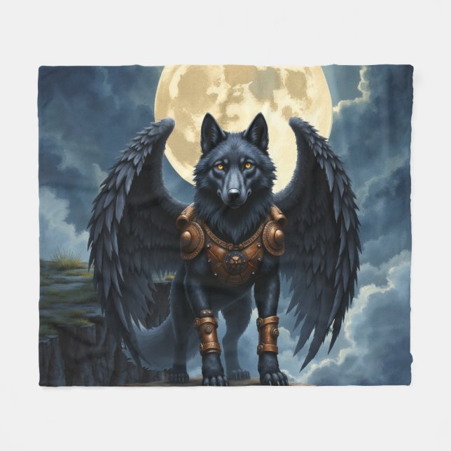 Cobertor De Velo Guardião da Lua – O Lobo de Asa Preta (Frente (Horizontal))
