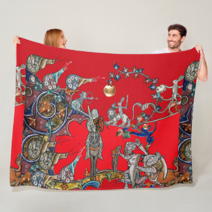 COBERTOR DE VELO GUERRA BESTIÁRIA MEDIEVAL, NOITES, ESQUEMAS GIGANT