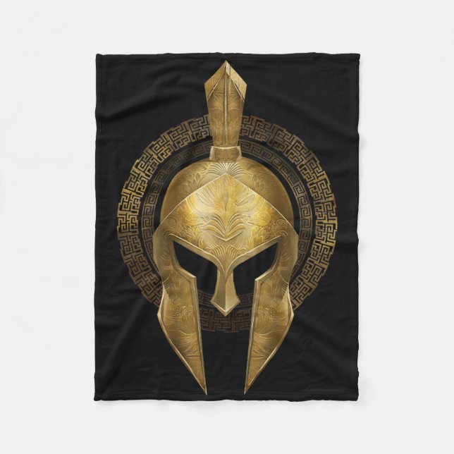 Cobertor De Velo Guerreiro Dourado do Helmet Spartan Esparta Grego (Frente)