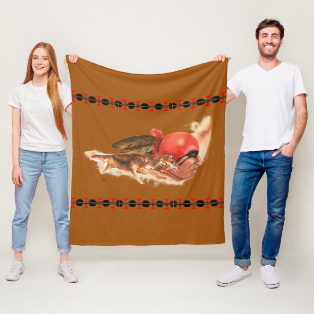 Cobertor De Velo Guerreiro indiano Cherokee do clã do lobo do (In Situ)