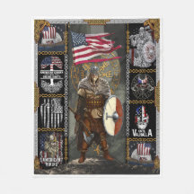 Guerreiro Viking em Pé pela Bandeira Americana