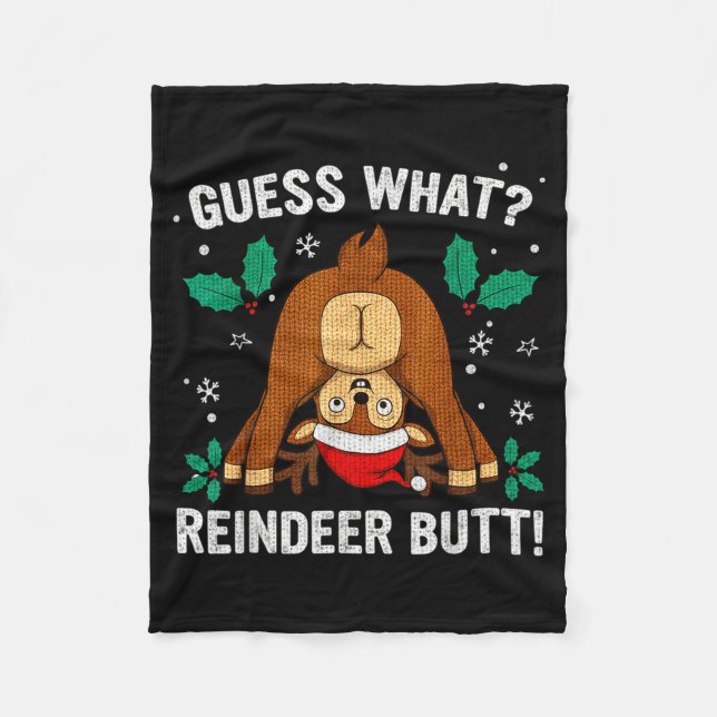 Cobertor De Velo Guess What Reindeer Bu-tt Funny Christmas Family C (Frente)