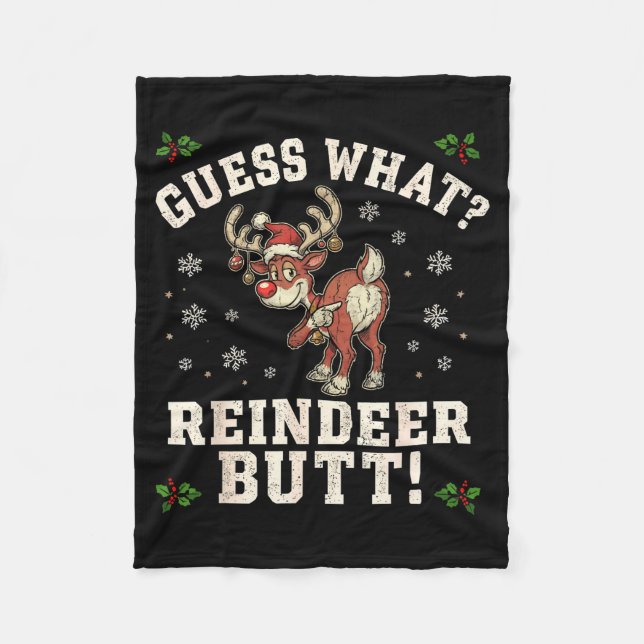 Cobertor De Velo Guess What Reindeer Butt Funny Christmas  (Frente)
