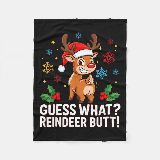 Cobertor De Velo Guess What Reindeer Butt Funny Christmas Men Reind (Frente)