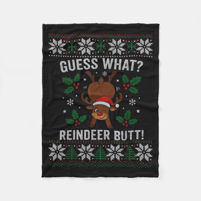 Cobertor De Velo Guess What Reindeer Butt Funny Christmas Reindeer  (Frente)
