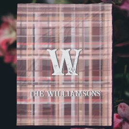 Cobertor De Velo guião inicial da xadrez vermelho borrão vermelho c